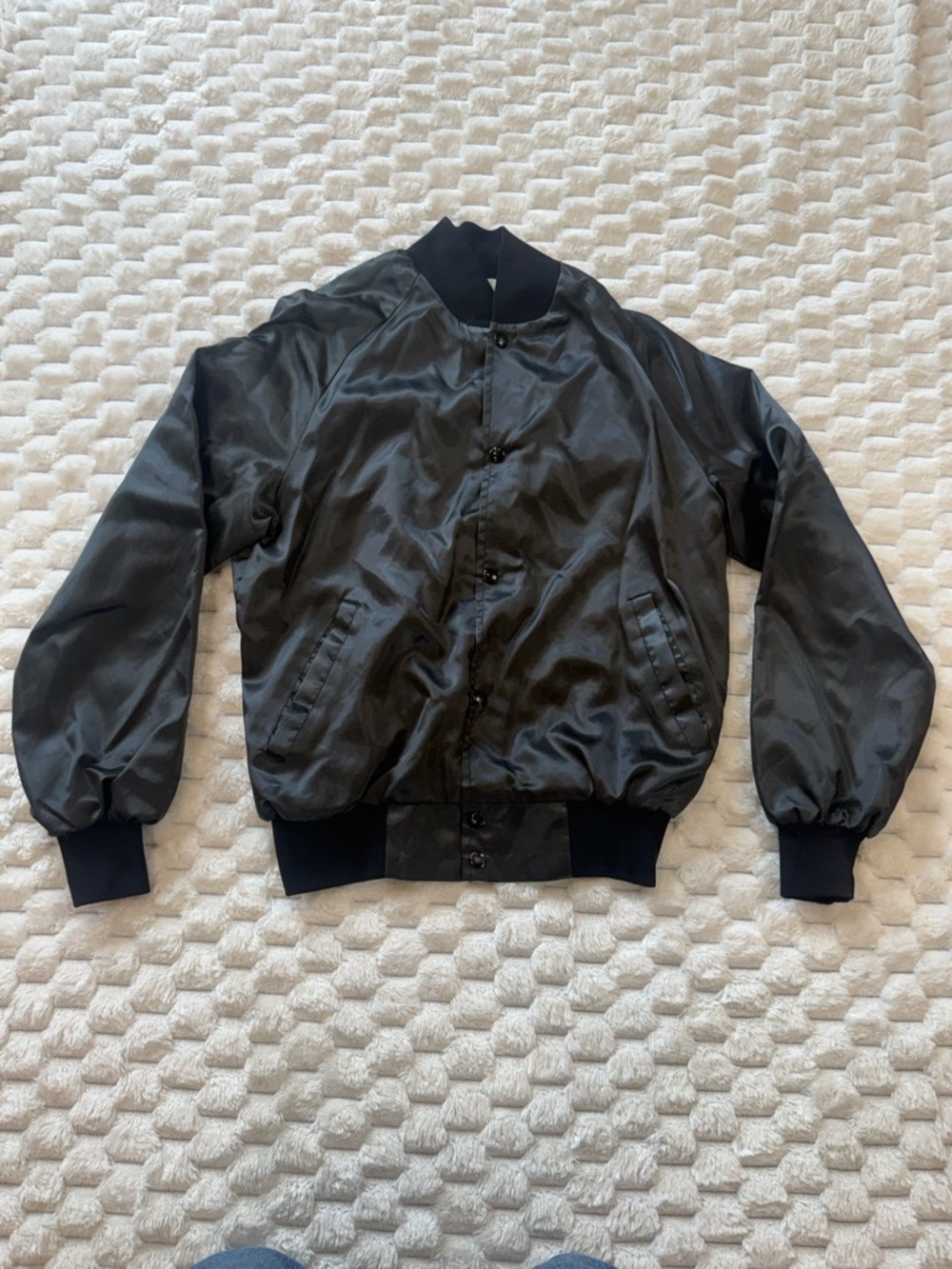 Vintage Circus Circus Las Vegas Black Satin Bomber Jacket - Large